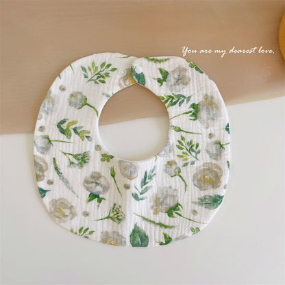 READY STOCK‼️ Baby Infant Saliva Towel | 100% Cotton Bibs | 360° Rotating Reversible Baby Bib  婴儿口水巾 | 100%纯棉围兜