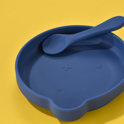 Silicone Baby Plate Bowl Set Spoon Bear BPA free Kids suction feeding Pingan Mangkuk sudu bayi