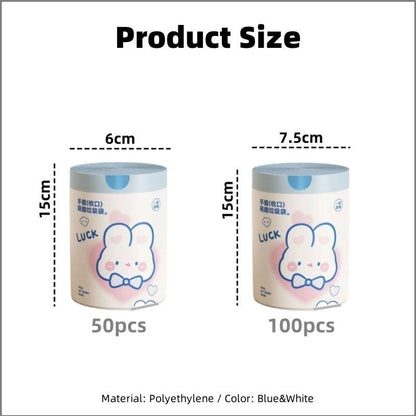 READY STOCK‼️ 50Pcs/100Pcs Cartoon Rabbit Large Drawstring Garbage Bags | Thick & Durable Plastic Trash Bags 大号抽绳垃圾袋