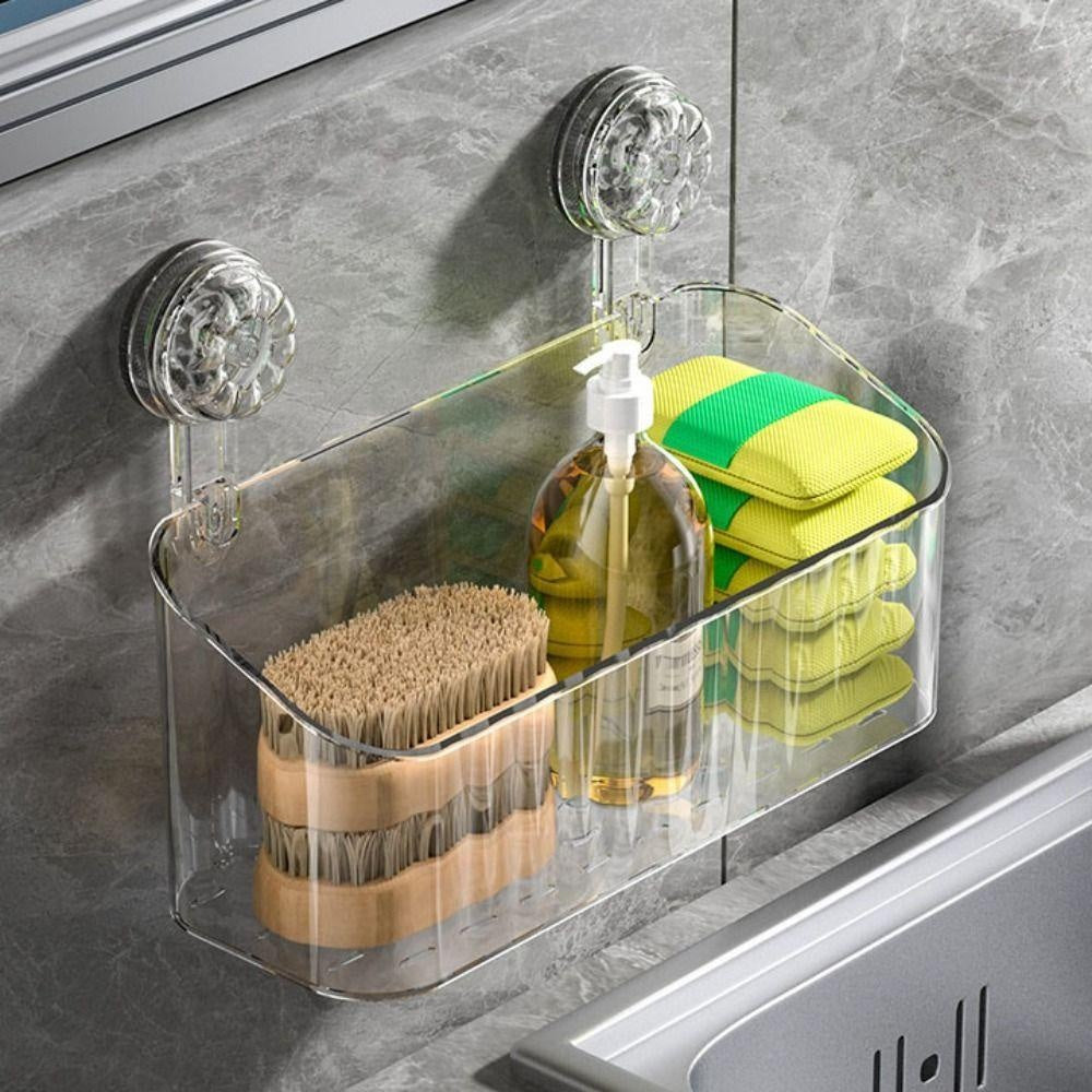 READY STOCK‼️ Suction Cup Bathroom Storage Basket | Wall-Mounted Shower Rack | Easy to Clean & Removable 吸盘式浴室收纳篮