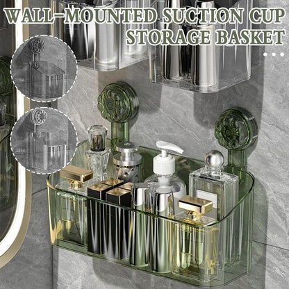 READY STOCK‼️ Suction Cup Bathroom Storage Basket | Wall-Mounted Shower Rack | Easy to Clean & Removable 吸盘式浴室收纳篮