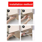 READY STOCK!!! Punch Free PP Kitchen Towel Hanger Rack Toilet Paper Roll Holder Cabinet Rag Hanging Holder 免打孔PP厨房毛巾挂架