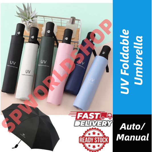 READY STOCK‼️ Foldable UV Protection Umbrella Silver Coating Anti-Rain Sun Kalis Hujan Matahari #3001 自动雨伞