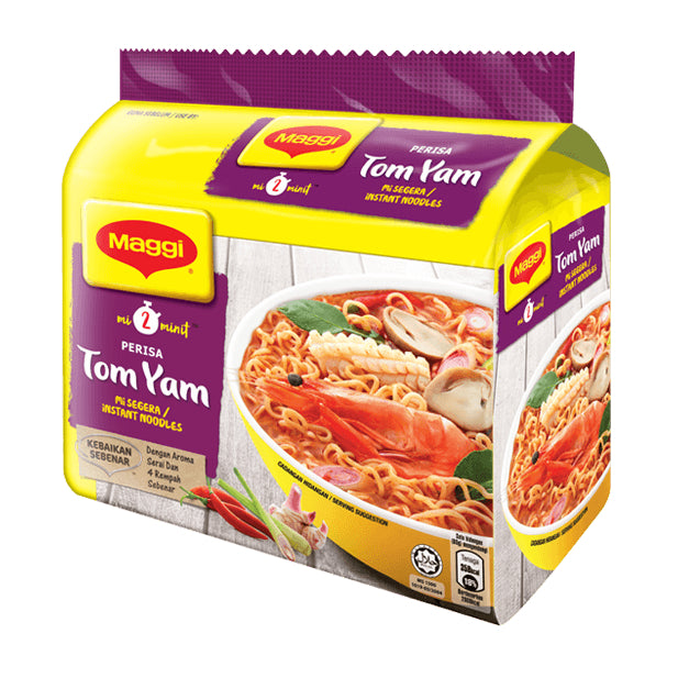 (FREE SHIPPING NO SBH/SRW) Maggi 2 Minute noodles 5pack (Kari/Tom Yam/Ayam/Asam Laksa)