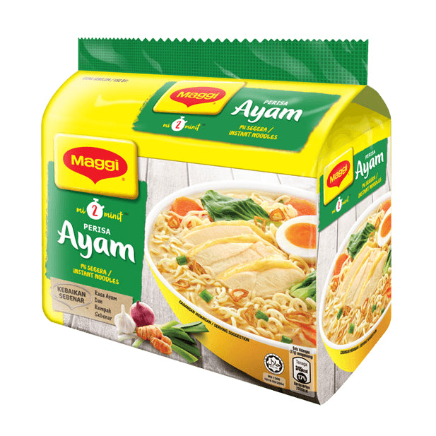 (FREE SHIPPING NO SBH/SRW) Maggi 2 Minute noodles 5pack (Kari/Tom Yam/Ayam/Asam Laksa)