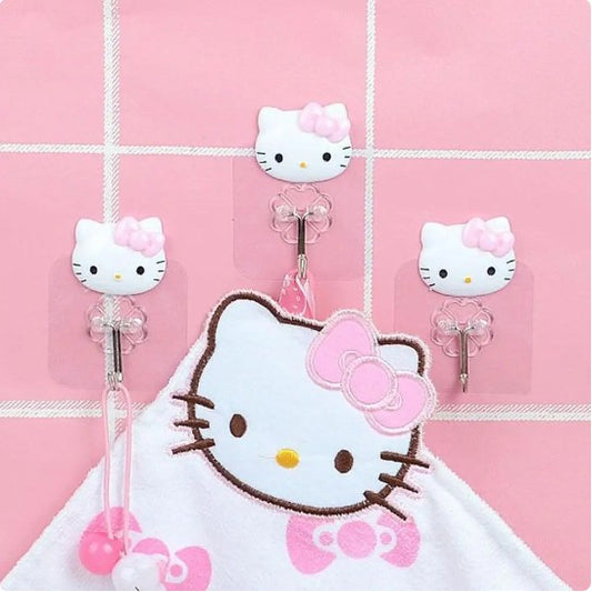 READY STOCK!!!Penyangkut Pakaian Lutsinar Gantung Dinding - Wall Hooks Cutie Kitty/Doraemon Kitchen Bathroom