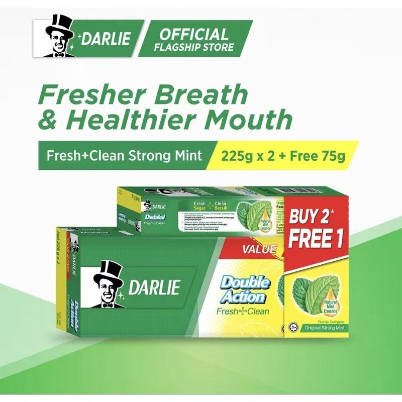 Darlie Toothpaste Value Pack 2in1 ( 225g X 2pcs ) 100% Original Genuine Darlie Product Ubat Gigi Darlie 黑人牙膏