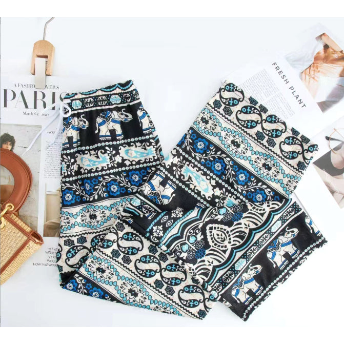 Thailand Batik Elephant Long Pant FreeSize Unisex Women Thailand Batik Gajah Seluar Panjang Kain Sejuk A654695 男女装泰国大象长裤