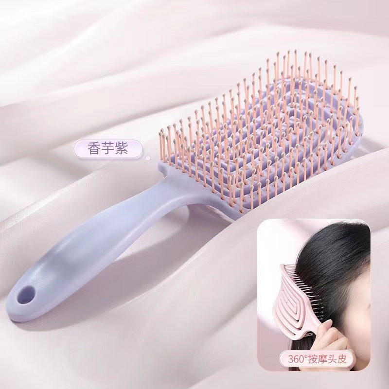 Comb Curved Vent Fluffy Hair Curly Hair Massage Ribs Comb Styling 马卡龙大弯蓬松梳子 头皮按摩梳卷发造型梳弧形十排骨梳子