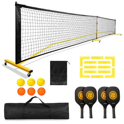 Pickleball Set with Net 4 Pickleball Paddles, 6 Pickleballs, 1 Carry Bag, 6.7m Regulation Size Pickleball Net Set 匹克球套装