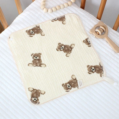 READY STOCK!!!Baby Towel Handkerchief 4 Layers Gauze Cotton Square Towel Buckle Multi-functional Triangle Towel
