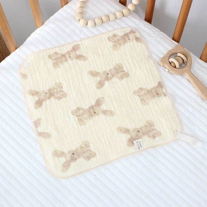 READY STOCK!!!Baby Towel Handkerchief 4 Layers Gauze Cotton Square Towel Buckle Multi-functional Triangle Towel