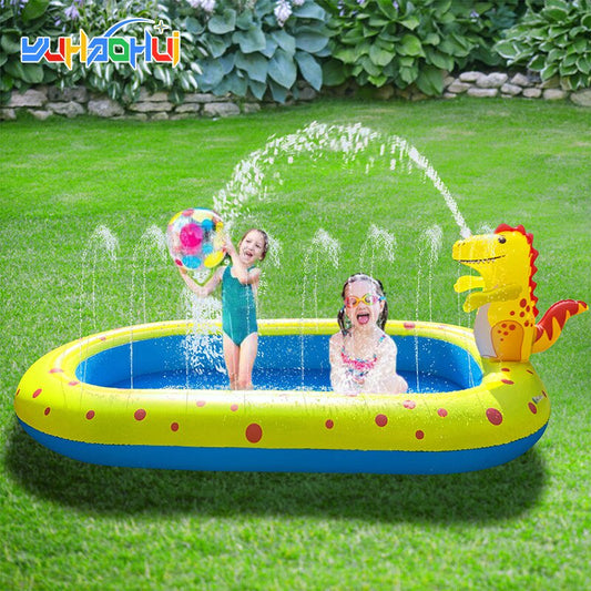 Children'S Swimming Pool Inflatable Spray Pool Foldable Baby Bathtub Outdoor Dinosaur Shark Sprinkler Game Pad Kids