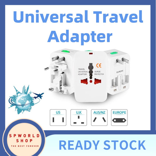 READY STOCK‼️ Universal Travel Adapter Plug All-in-One Worldwide Adaptor Soket CN/EU/UK Converter 万能旅行转换插头