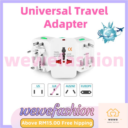 READY STOCK‼️ Universal Travel Adapter Plug All-in-One Worldwide Adaptor Soket CN/EU/UK Converter 万能旅行转换插头