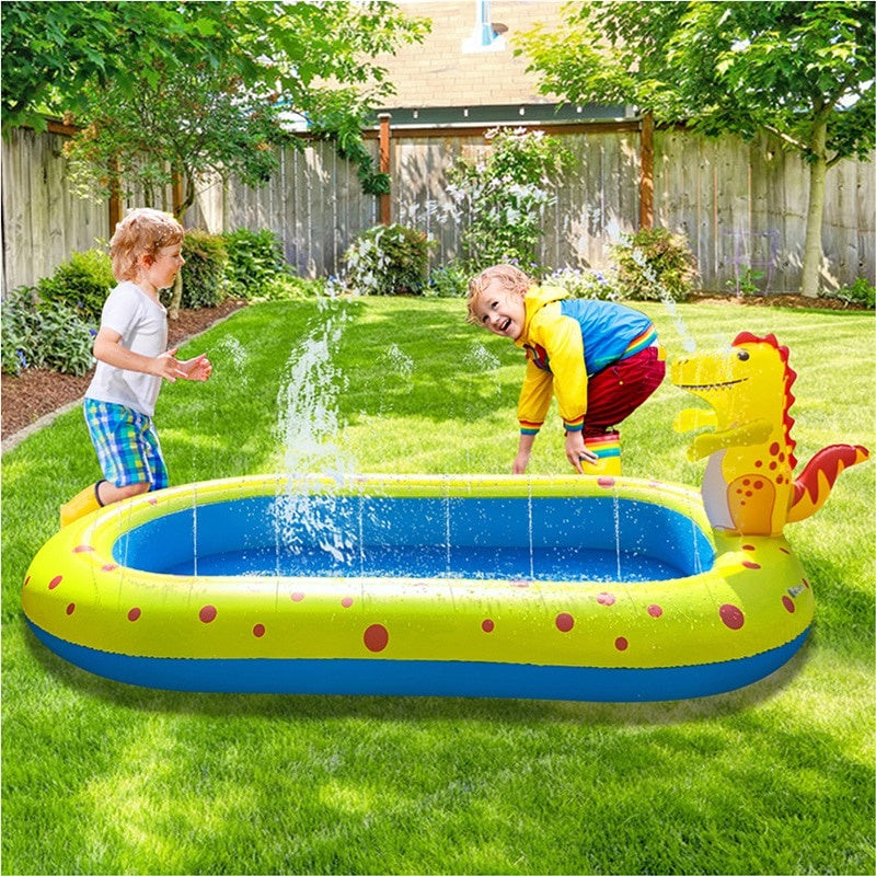 Children'S Swimming Pool Inflatable Spray Pool Foldable Baby Bathtub Outdoor Dinosaur Shark Sprinkler Game Pad Kids