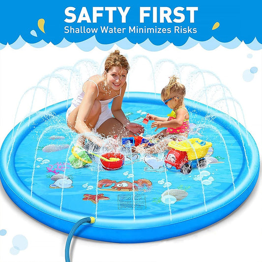 READY STOCK!!! 170CM Children Play Water Mat | Summer Beach Inflatable Water Spray Pad | Outdoor Game Toy |  儿童戏水垫