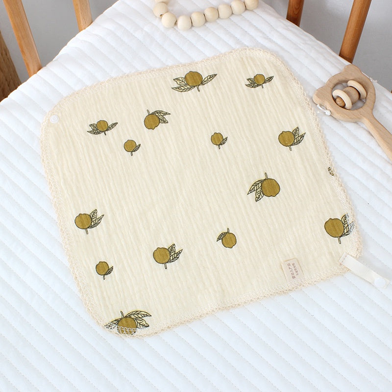 READY STOCK!!!Baby Towel Handkerchief 4 Layers Gauze Cotton Square Towel Buckle Multi-functional Triangle Towel