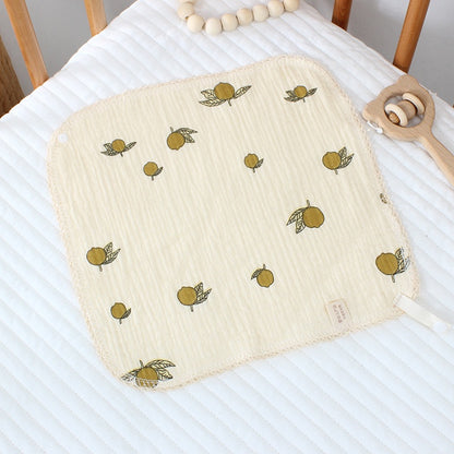 READY STOCK!!!Baby Towel Handkerchief 4 Layers Gauze Cotton Square Towel Buckle Multi-functional Triangle Towel