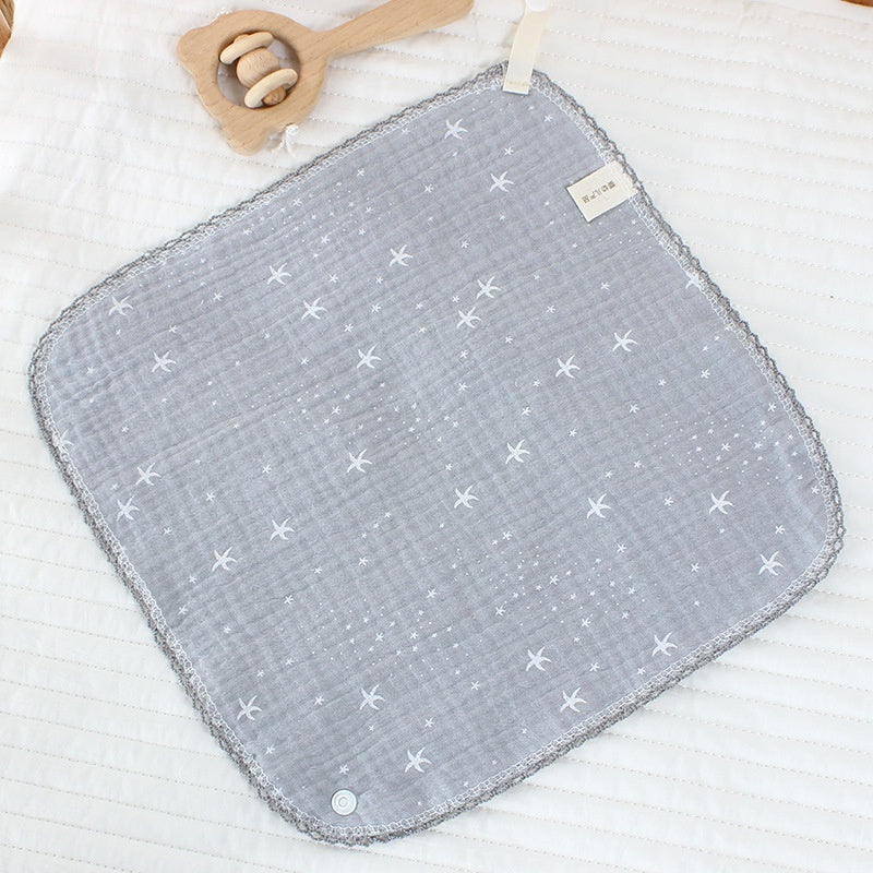 READY STOCK!!!Baby Towel Handkerchief 4 Layers Gauze Cotton Square Towel Buckle Multi-functional Triangle Towel