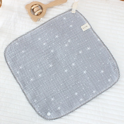 READY STOCK!!!Baby Towel Handkerchief 4 Layers Gauze Cotton Square Towel Buckle Multi-functional Triangle Towel