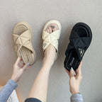 READY STOCK!!!Wedges Soft Sandals Open Toe Anti-slip Sandal Casual Wanita Perempuan 厚跟鞋 9309