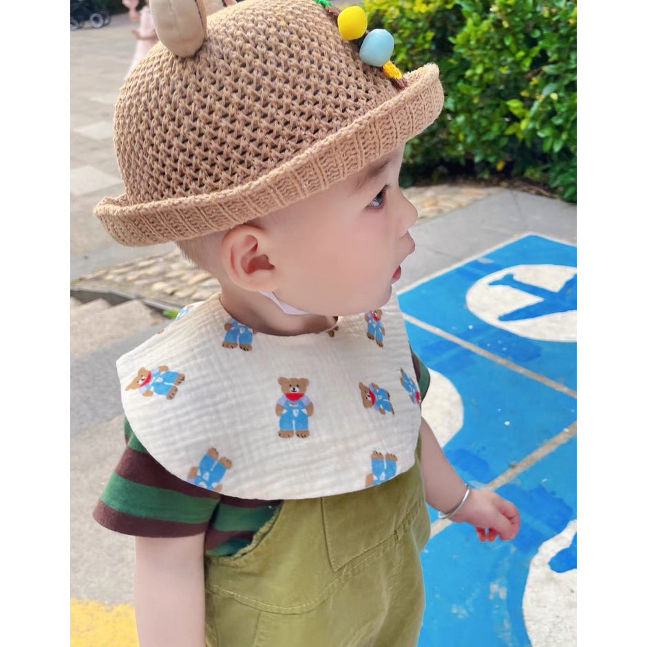READY STOCK‼️ Baby Infant Saliva Towel | 100% Cotton Bibs | 360° Rotating Reversible Baby Bib  婴儿口水巾 | 100%纯棉围兜
