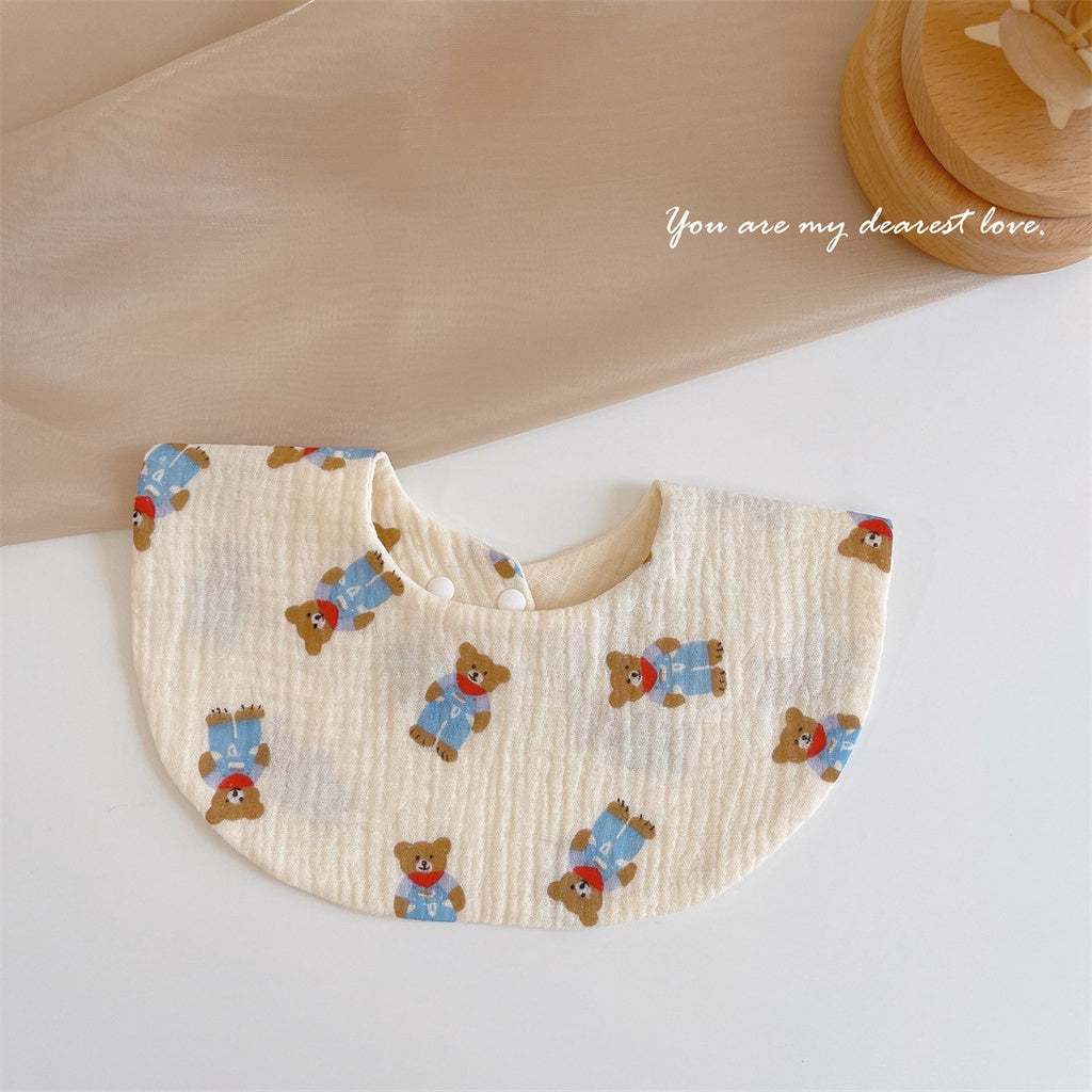 READY STOCK‼️ Baby Infant Saliva Towel | 100% Cotton Bibs | 360° Rotating Reversible Baby Bib  婴儿口水巾 | 100%纯棉围兜