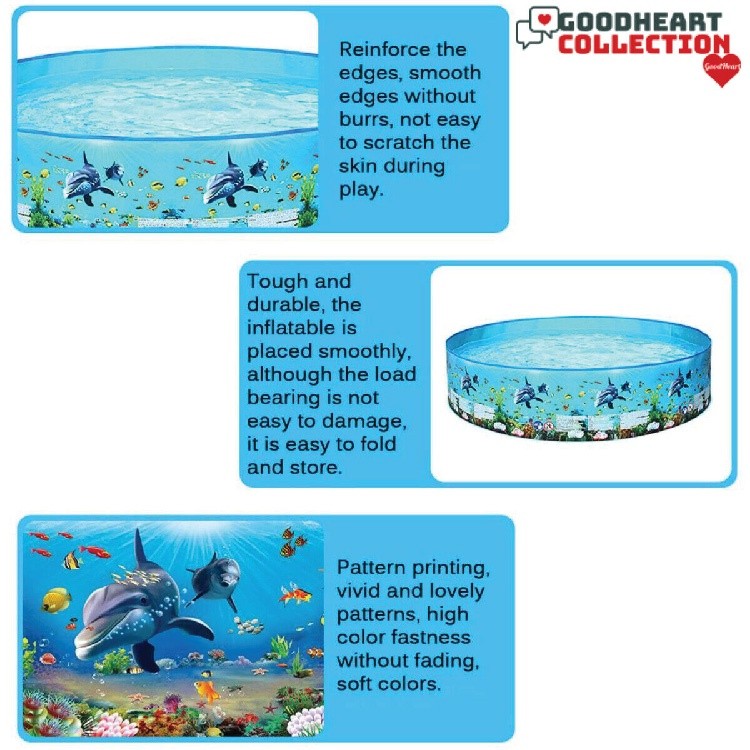 [READY STOCK] Foldable Plastic PVC Outdoor Swimming Pool for Kids | Non-Inflatable Round Water Pool | 儿童可折叠户外泳池