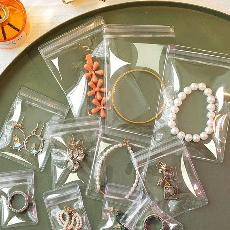 READY STOCK 10 Pcs Pvc Small Jewelry Storage Bag Waterproof Anti-Oxidation Ziplock Pouches PVC珠宝收纳袋