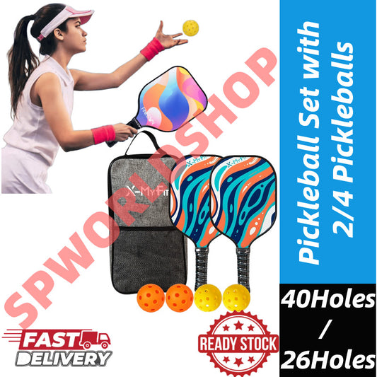 Pickleball Set with 2/4 Pickleballs and Pickleball Paddles Set of 2 Outdoor Indoor,Pickleball Net Bag 匹克球