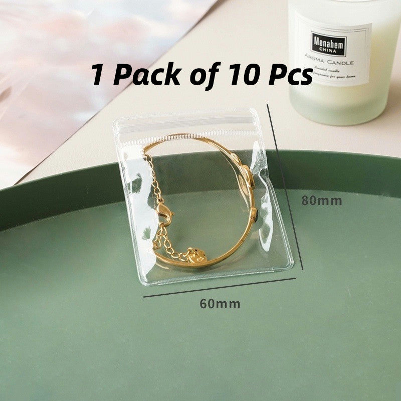 READY STOCK 10 Pcs Pvc Small Jewelry Storage Bag Waterproof Anti-Oxidation Ziplock Pouches PVC珠宝收纳袋