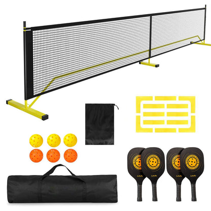 Pickleball Set with Net 4 Pickleball Paddles, 6 Pickleballs, 1 Carry Bag, 6.7m Regulation Size Pickleball Net Set 匹克球套装