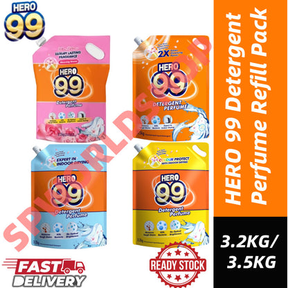 READY STOCK HERO 99 DETERGENT PERFUME REFILL PACK 3.2KG/3.5KG