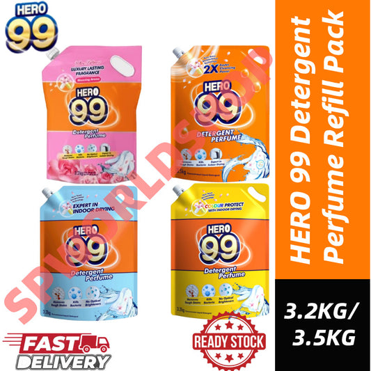READY STOCK HERO 99 DETERGENT PERFUME REFILL PACK 3.2KG/3.5KG