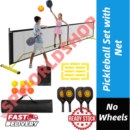 Pickleball Set with Net 4 Pickleball Paddles, 6 Pickleballs, 1 Carry Bag, 6.7m Regulation Size Pickleball Net Set 匹克球套装