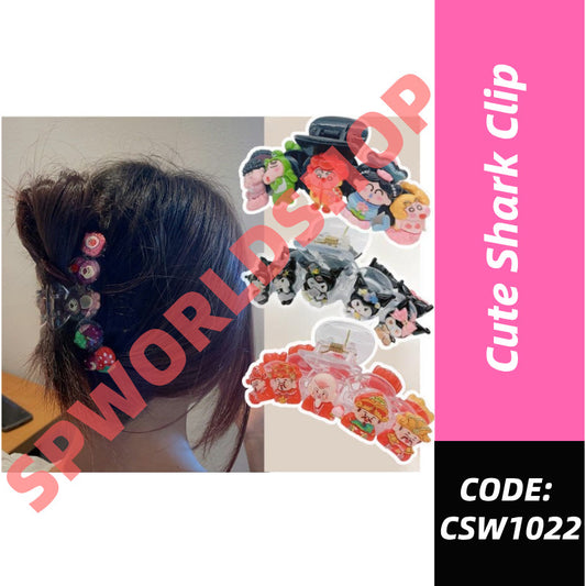 Kuromi Sanrio Cute Cartoon Transparent Shark Hair Clip Suitable for Women and Girls Hair Accessories 卡通透明鲨鱼夹