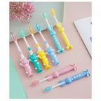 READY STOCK 4 In 1 Kid Toothbrush Set Cartoon Bear Rabbit Brush with Cover 4合1儿童牙刷套装