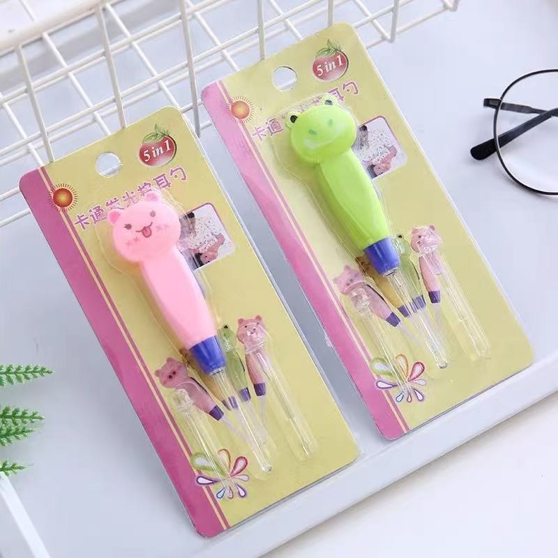 READY STOCK Cartoon LED Flashlight Detachable Earpick 卡通LED手电筒掏耳勺