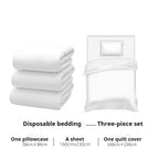 READY STOCK Travel Hotel Convenient Neat Disposable Bed Sheet Set Four-Piece Set / Three-Piece Set 一次性床单套装