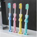 READY STOCK 4 In 1 Kid Toothbrush Set Cartoon Bear Rabbit Brush with Cover 4合1儿童牙刷套装