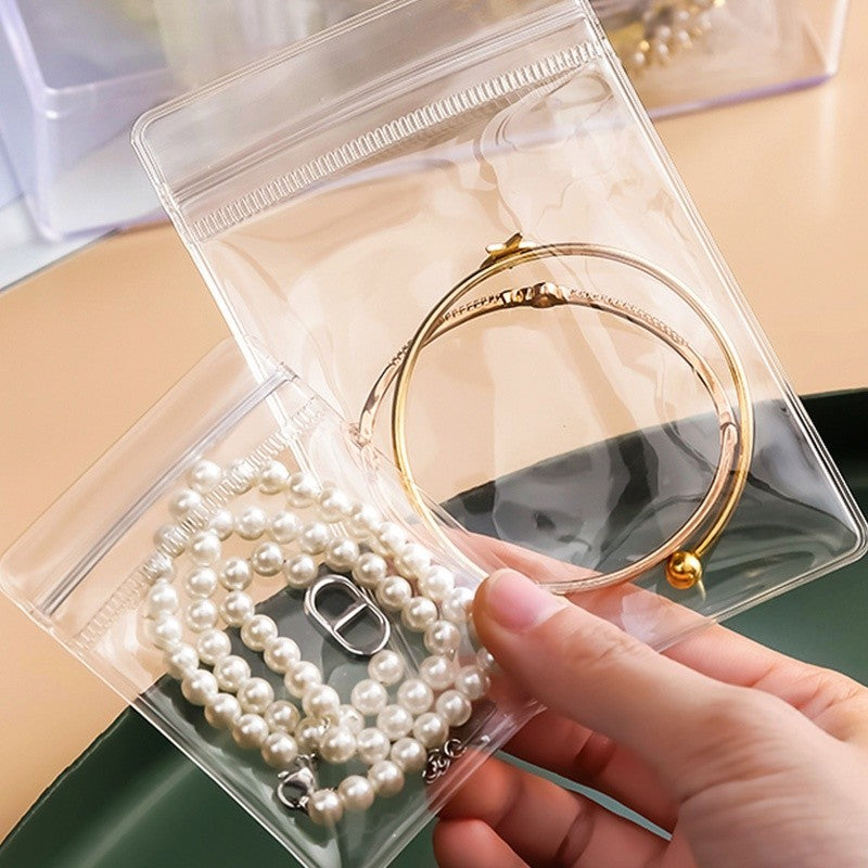 READY STOCK 10 Pcs Pvc Small Jewelry Storage Bag Waterproof Anti-Oxidation Ziplock Pouches PVC珠宝收纳袋