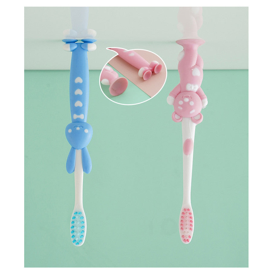 READY STOCK 4 In 1 Kid Toothbrush Set Cartoon Bear Rabbit Brush with Cover 4合1儿童牙刷套装