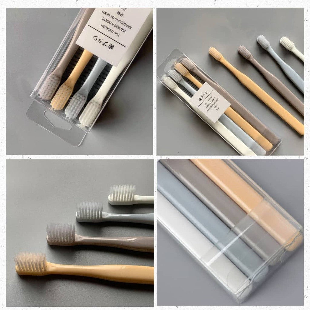 READY STOCK‼️ Japan Ins Toothbrush 4in1 Travel Set Berus Gigi Antibacterial Portable Murah  日本无印软毛牙刷