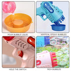Electric Gatling Bubble Gun Children Automatic Bubble Blowing Toy Soap Water Outdoor Kids Toys 泡泡机