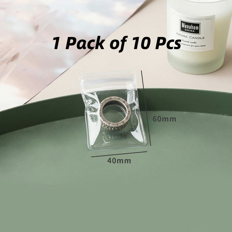 READY STOCK 10 Pcs Pvc Small Jewelry Storage Bag Waterproof Anti-Oxidation Ziplock Pouches PVC珠宝收纳袋