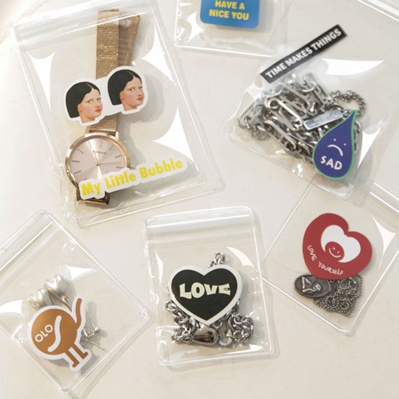 READY STOCK 10 Pcs Pvc Small Jewelry Storage Bag Waterproof Anti-Oxidation Ziplock Pouches PVC珠宝收纳袋