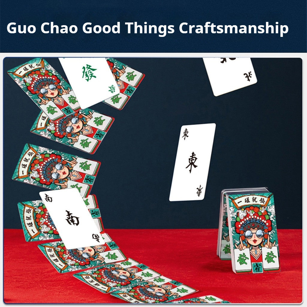 Social & Essential [POKER STYLE] 指尖博弈 | 创意防水塑料麻将：随行轻便，聚会焦点 144pcs Portable Mahjong Deck | Durable & Washable Design