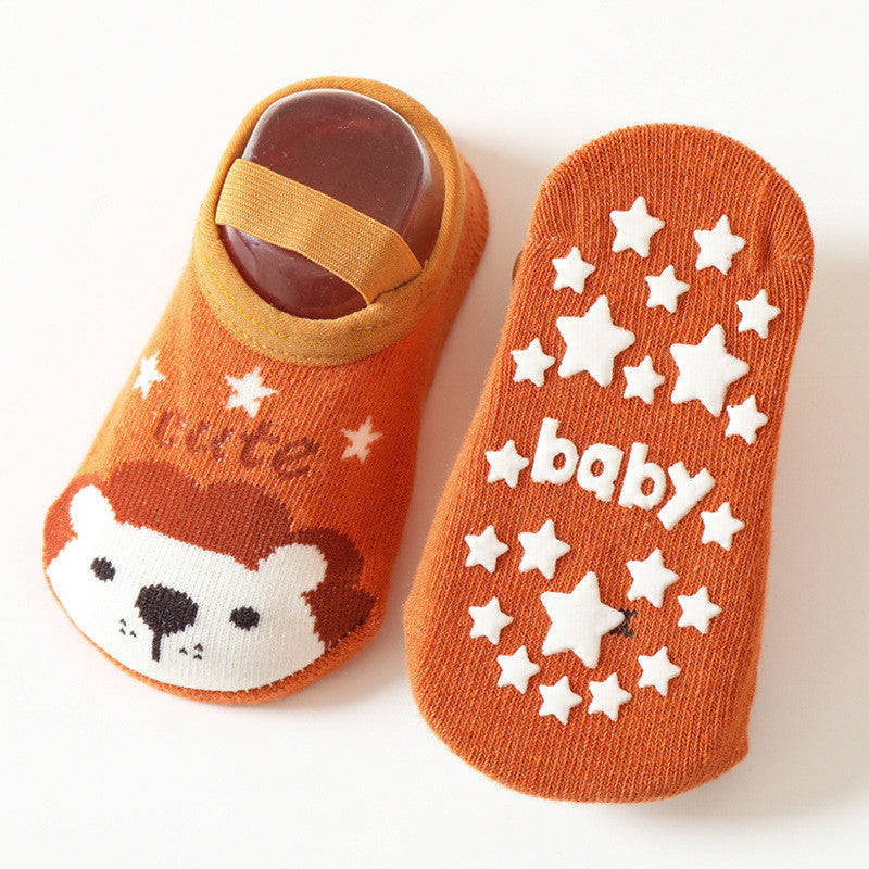 [Ready Stock] Baby Non-Slip Cotton Socks - Cartoon Animal Design Toddler Anti-Skid Walking Socks-KS082