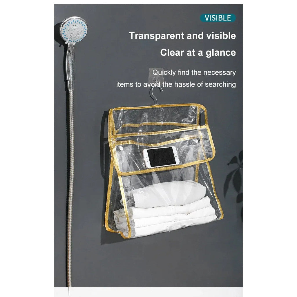 【READY STOCK】Waterproof Bathroom Hanging Storage Bag | Wall-Mounted Organizer Pouch | Shower Caddy with Hooks 浴室防水挂袋